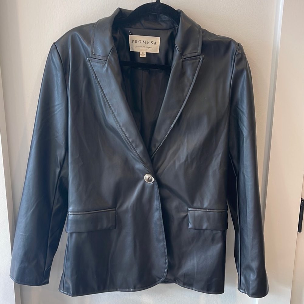 Promesa Black Leather Blazer